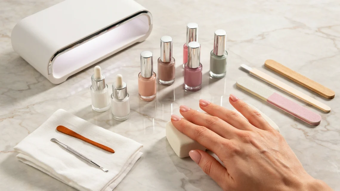 Gellak starterset: lamp, primer, dehydrator, base en topcoat